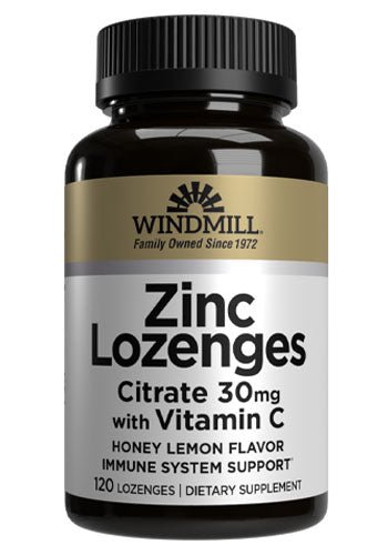 Windmill Zinc Lozenges Citrate 30 mg. with Vitamin C - Honey Lemon - Sterling Distributors