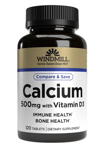 Windmill Calcium 500 mg with Vitamin D3 Tablets 120ct - Sterling Distributors
