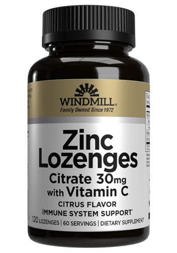Windmill Zinc Lozenges Citrate 30 mg. with Vitamin C - Citrus Flavor - Sterling Distributors