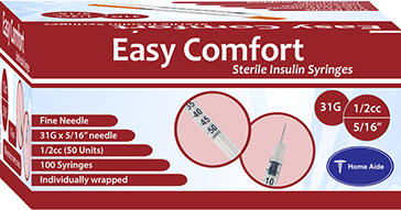 EasyComfort Insulin Syringe 31g 1/2cc 5/16in 100ct - Sterling Distributors