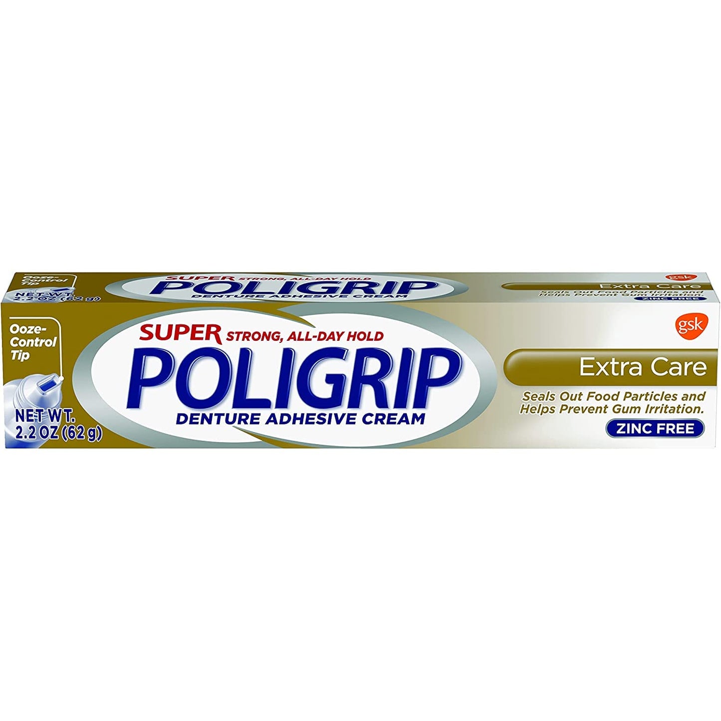 Super Poligrip Denture Adhesive Cream Extra Care 2.2oz