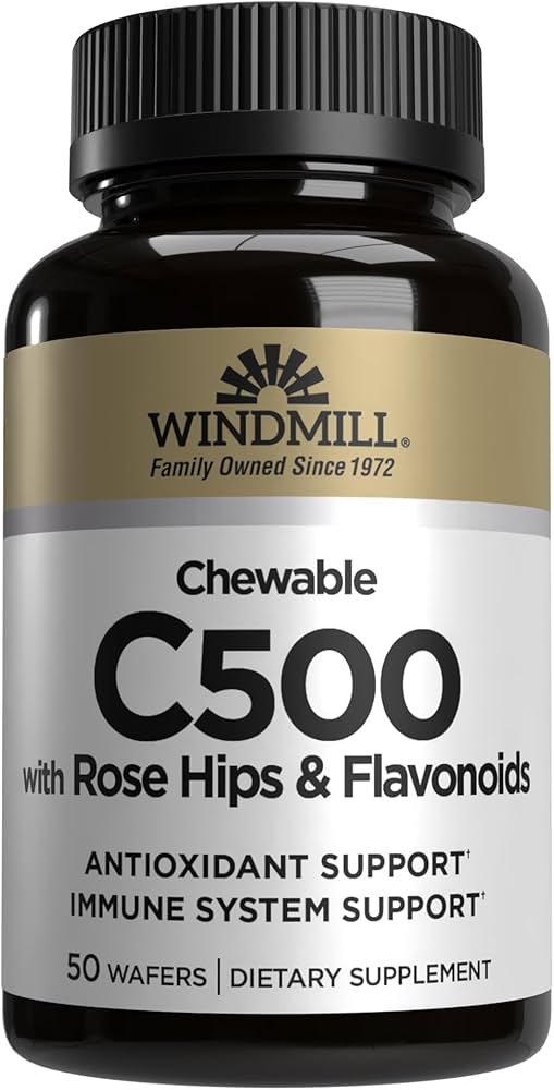 Windmill Chewable C 500 mg with Rose Hips & Flavonoids Wafers - Sterling Distributors