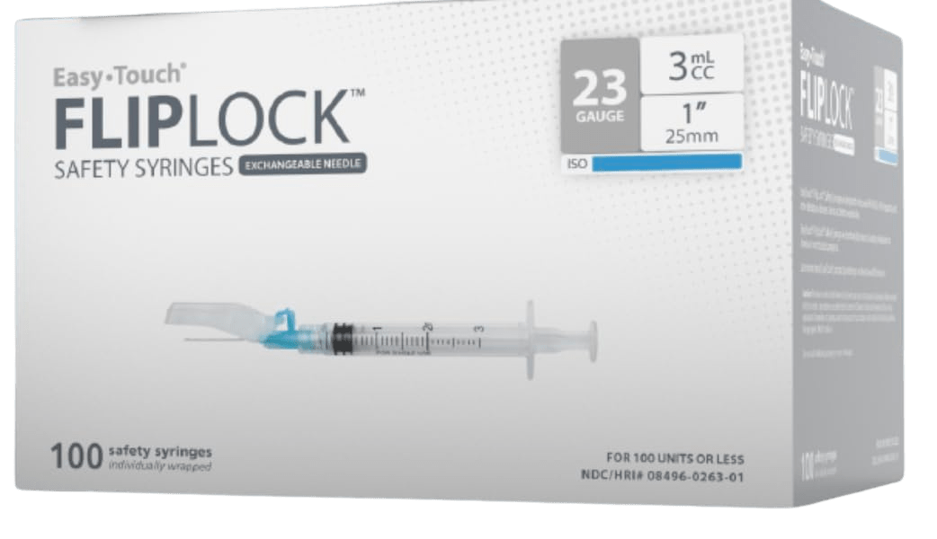 EasyTouch Safety Syringe 23g FlipLock W/ Exchange Needle - Sterling Distributors