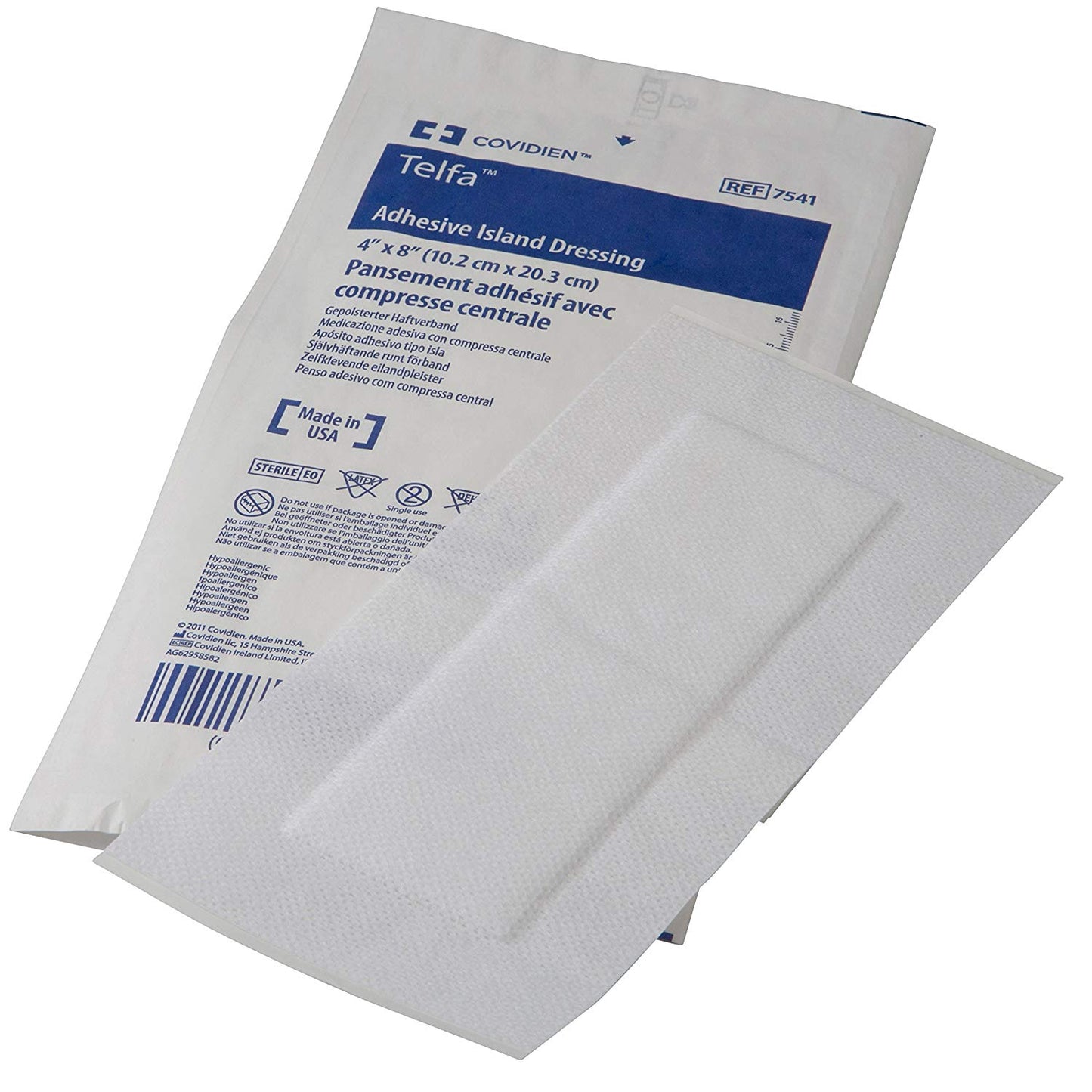 Covidien Telfa™ Adhesive Island Dressing (4” x 8”) is designed to provide secure wound coverage.