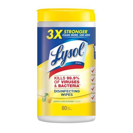 Case of 12 Lysol Disinfecting Wipes 80ct Lemon Scent - Sterling Distributors