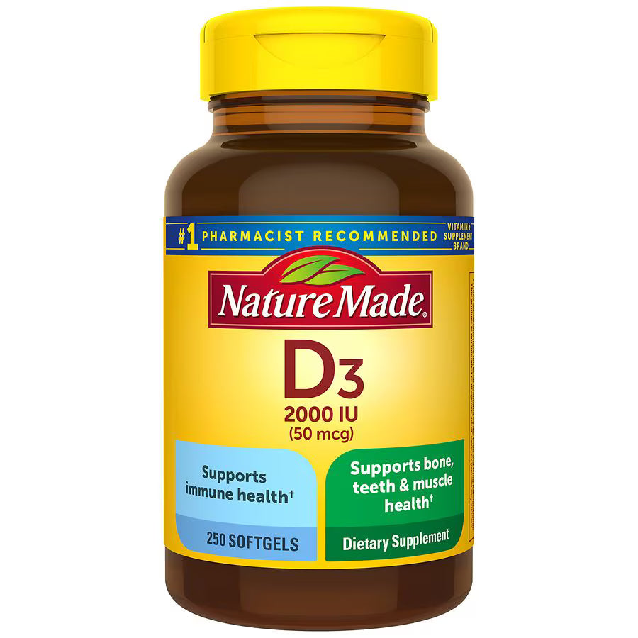 Nature Made Vitamin D3 2000 IU (50 mcg) Softgels 250 ct