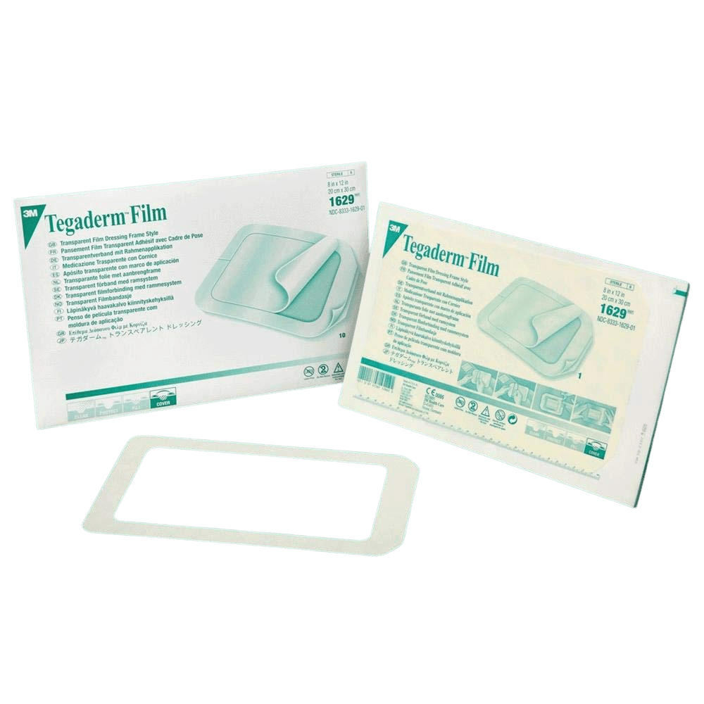 3M Tegaderm Transparent Adhesive Film Dressing Frame Style Waterproof Sterile 8in x 12in - Sterling Distributors
