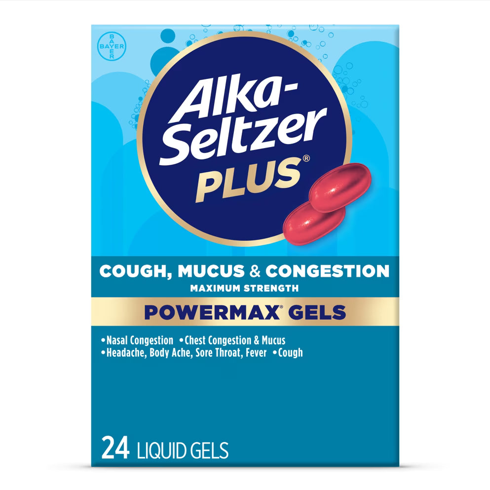 Alka Seltzer Plus Maximum Strength Cough, Mucus & Congestion Powermax Gels 24 ct