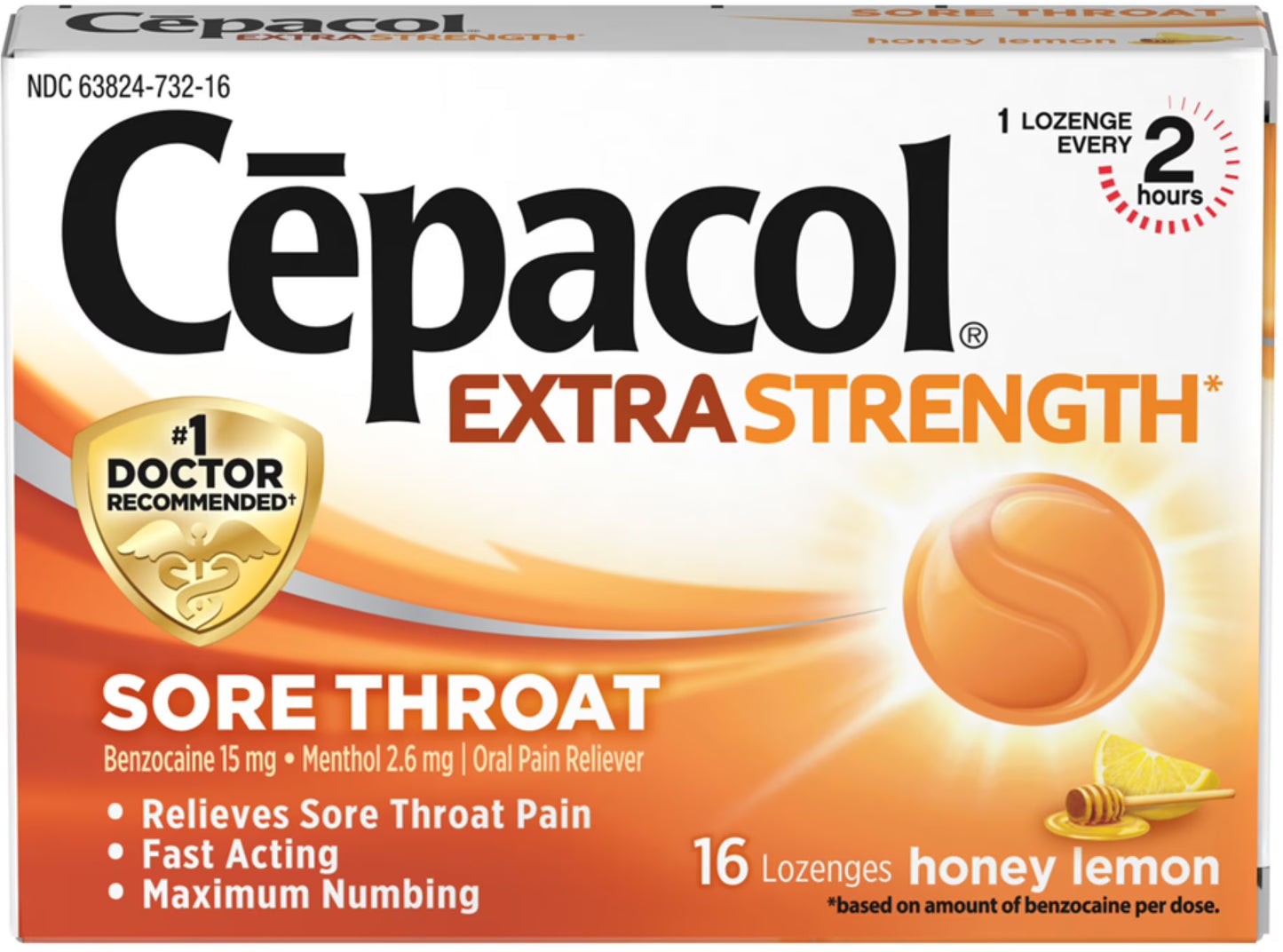 Cepacol Extra Strength Honey Lemon Lozenges 16ct