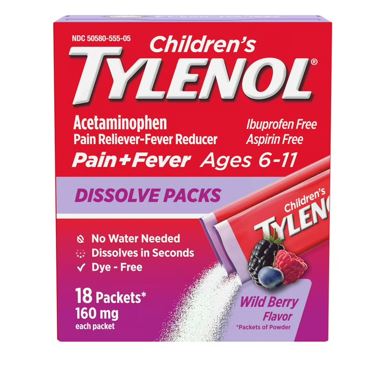 Tylenol Children's Dissolve Packs Wild Berry 18 Ct