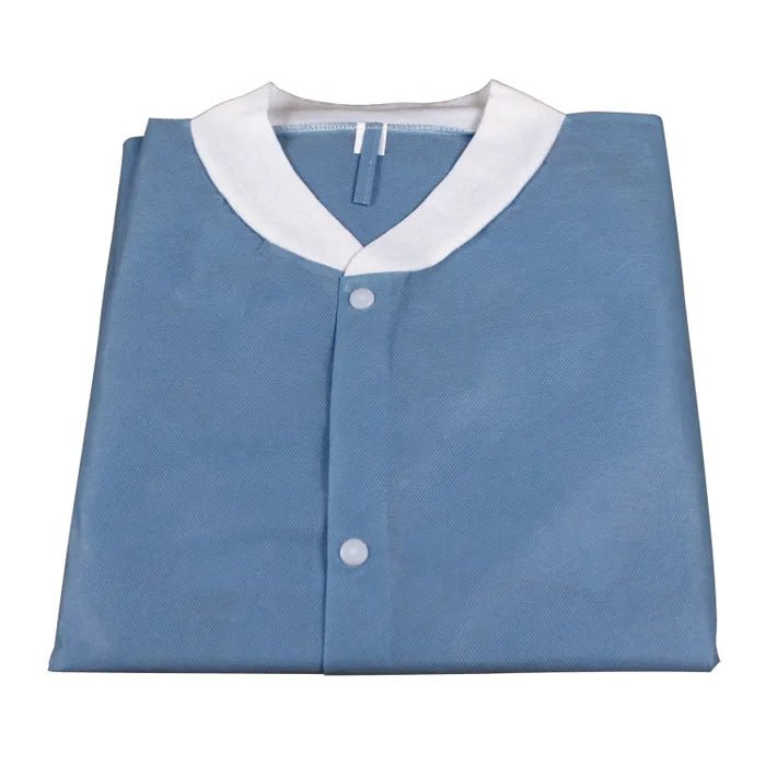 Dynarex Lab Coat SMS w/ 3 Pockets; Dark Blue Large 3bag/10pcs/CS - Sterling Distributors