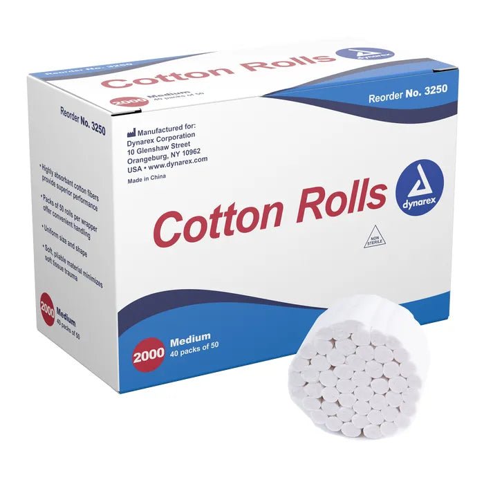 Dynarex Dental Cotton Rolls 2000ct - Sterling Distributors