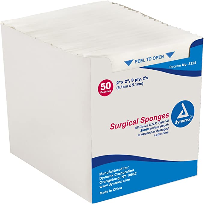 Dynarex Surgical Gauze Sponges 2×2 sterile 25 per tray - Sterling Distributors