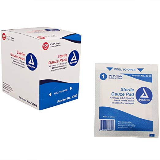 Dynarex Sterile Gauze Pads 1’s 3″x 3″ 12 Ply - Sterling Distributors