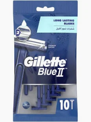 Gillette Blue II Chromium Coating Long Lasting Blades 10 Ct