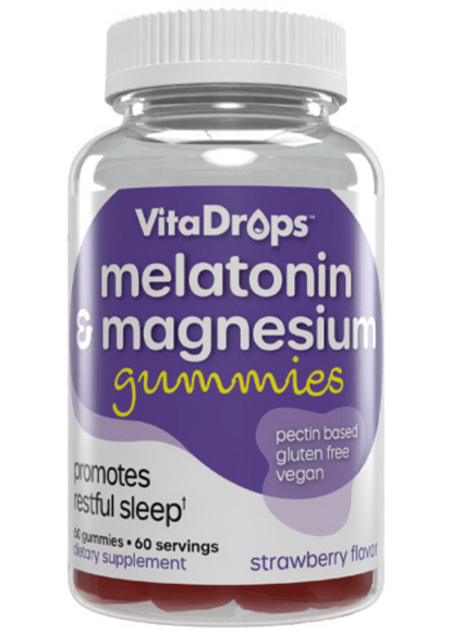 VitaDrops Melatonin & Magnesium Gummies - Strawberry Flavor 60ct