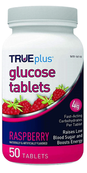 Trueplus Glucose Tablet 50ct Raspberry - Sterling Distributors
