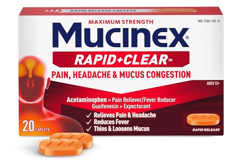 Mucinex Rapid Clear Maximum Strength for Pain, Headache & Mucus Congestion 20 ct - Sterling Distributors