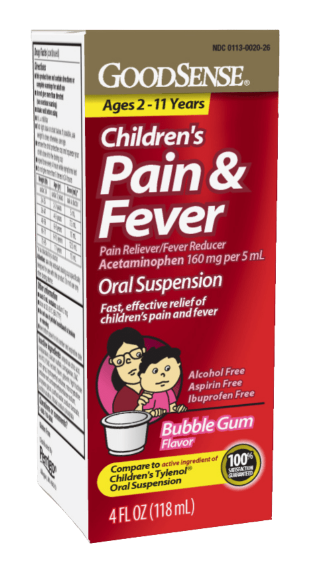 GoodSense Child Pain Relief Acetaminophen 160 Mg Suspension Liquid Bubblegum 4 oz (Case of 6) - Sterling Distributors