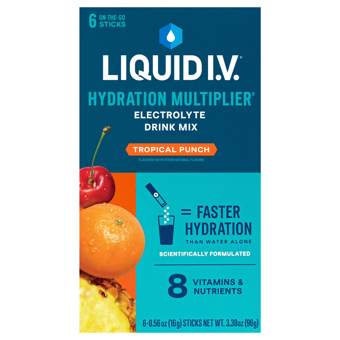 Liquid IV Hydration Multiplier Electrolyte Drink Mix Tropical flavor 6ct