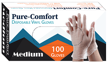 Pure - Comfort Disposable Vinyl Medium Gloves - Sterling Distributors