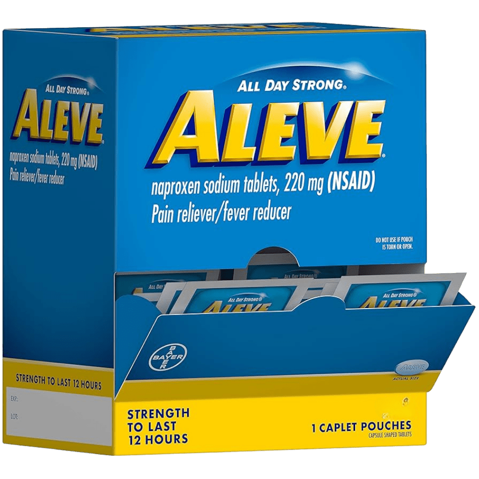 Aleve 220mg Box of 25 Pouches (1 caplet ea) - Sterling Distributors