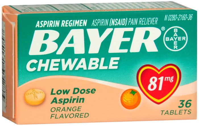 Bayer Chewable Aspirin 81mg Orange 36ct - Sterling Distributors