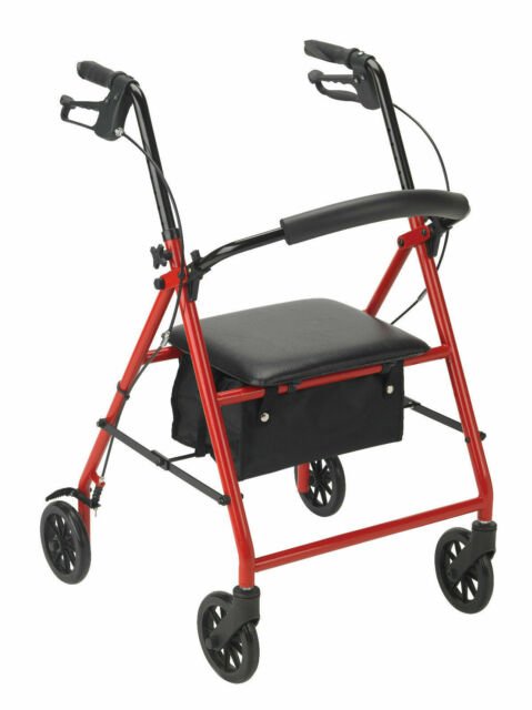 Drive Steel Rollator 6in Wheels 300lb Capacity Red - Sterling Distributors