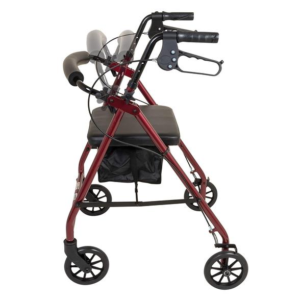 Probasics Aluminum Rollator 6in Wheels 300lb Capacity Burgundy - Sterling Distributors