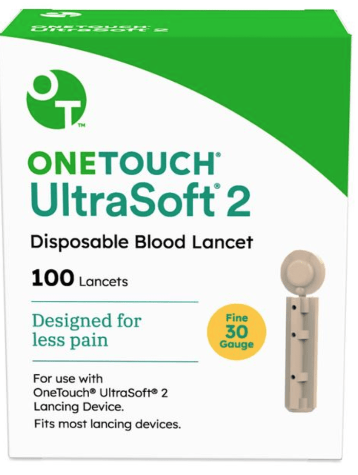 One Touch UltraSoft 2 Lancets Box/100 - Sterling Distributors