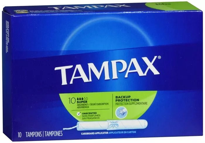 Tampax Flushable Super Absorbency Unscented Tampons 10ct Case of 12 - Sterling Distributors