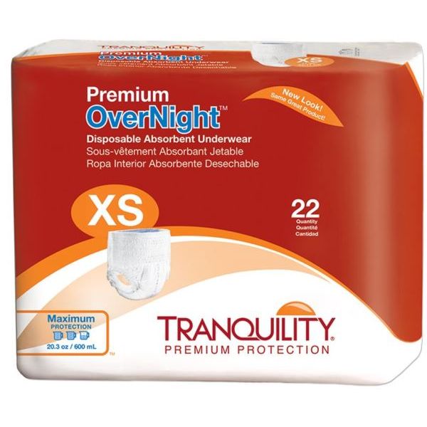 Tranquility XS Premium Overnight DAU Underwear (Case of 88) - Sterling Distributors