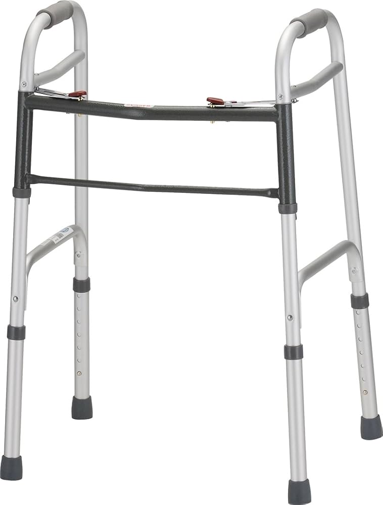 Two Button Folding Walker Adult With 5in Wheels - Sterling Distributors
