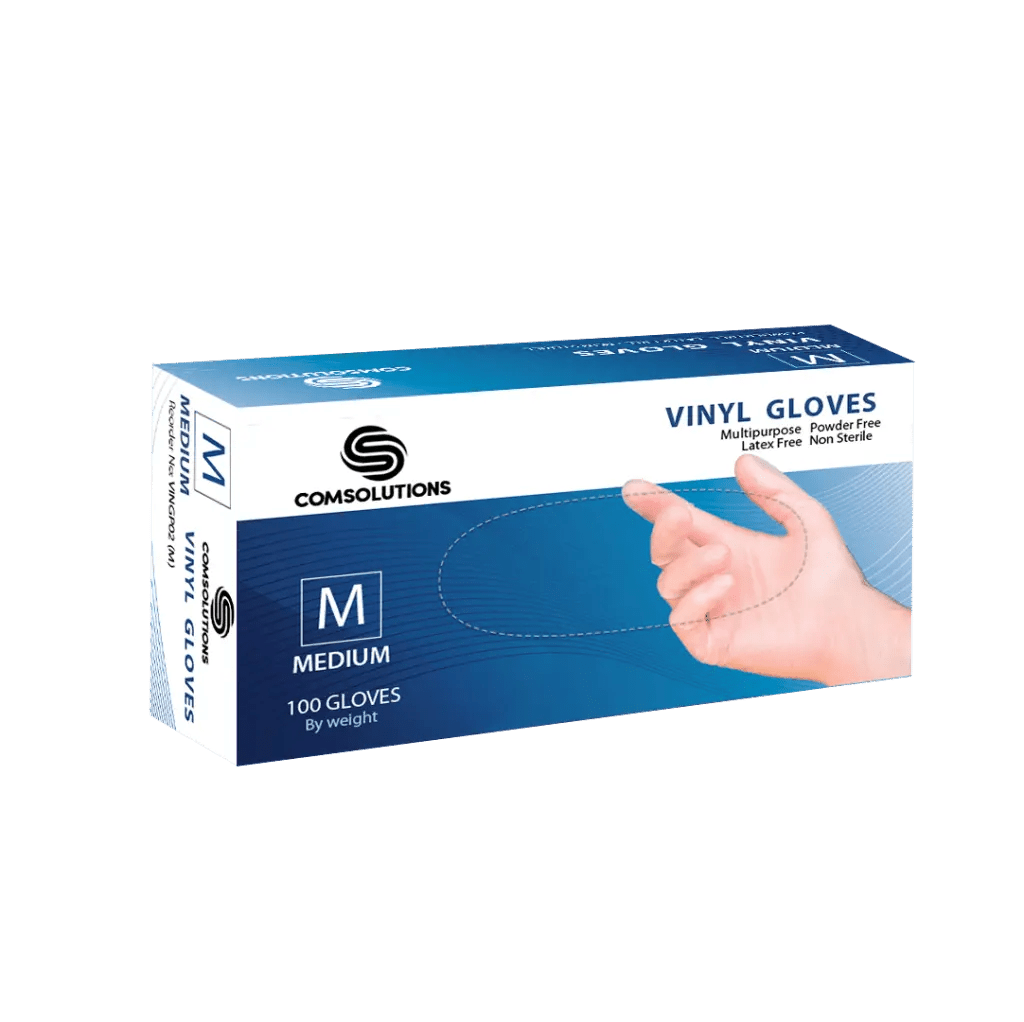 Comsolutions Medium Vinyl Gloves Clear 3.5 mil - Sterling Distributors