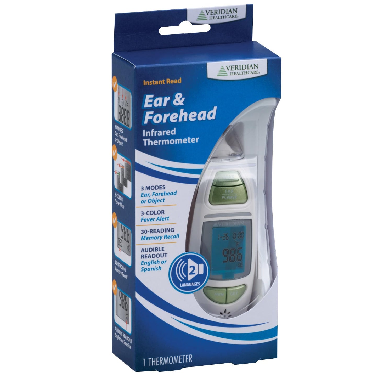 Veridian Talking Ear & Forehead Infrared Thermometer - Sterling Distributors
