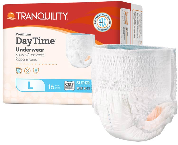 Tranquility Large Premium Daytime Disposable Underwear (170 - 210lbs) (Case of 64) - Sterling Distributors