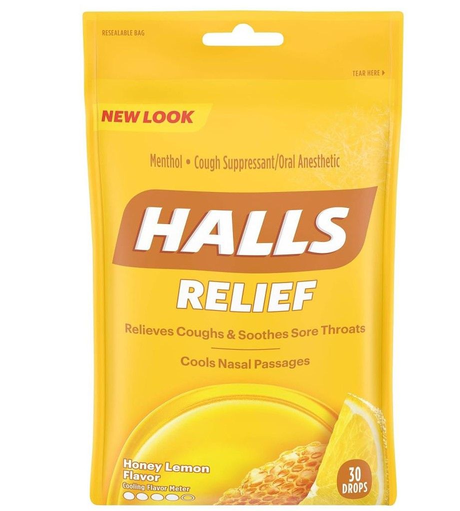 Halls Bag Honey Cough Drop 30ct - Sterling Distributors