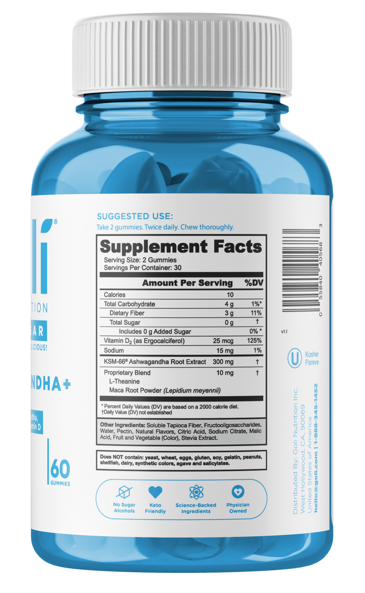 Goli Zero Sugar Ashwagandha Gummies 60ct - Sterling Distributors