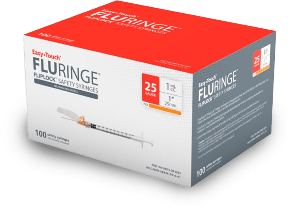 Easy Touch Fluringe Safety Syringes Box/100 - Sterling Distributors