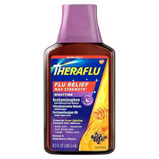 Theraflu Nighttime Flu Relief Max Strength Syrup 8.3 fl oz