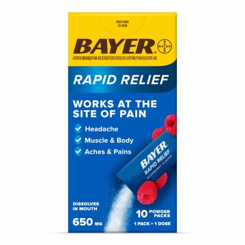Bayer Rapid Relief Powder Packs Raspberry Flavor 10 ct - Sterling Distributors