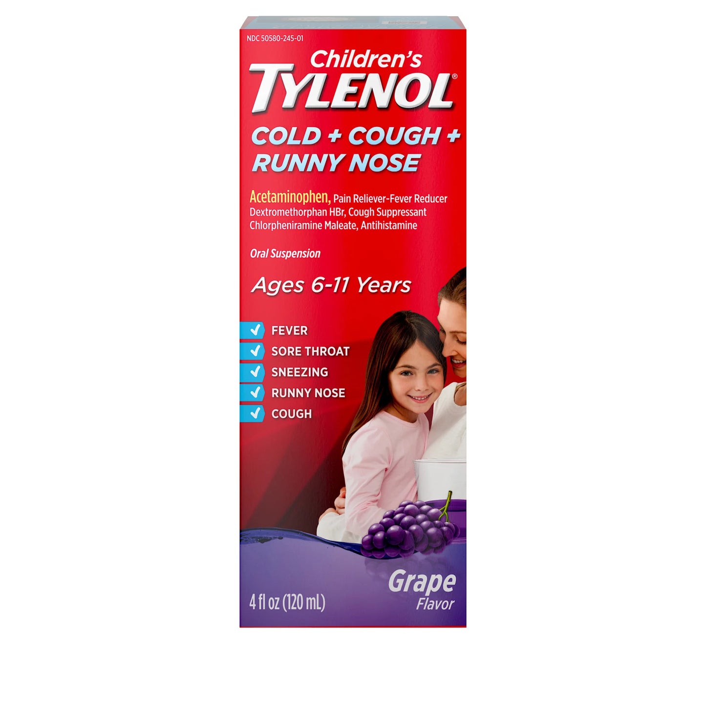 Tylenol Children's Cold Cough Runny Nose Grape 4oz - Sterling Distributors