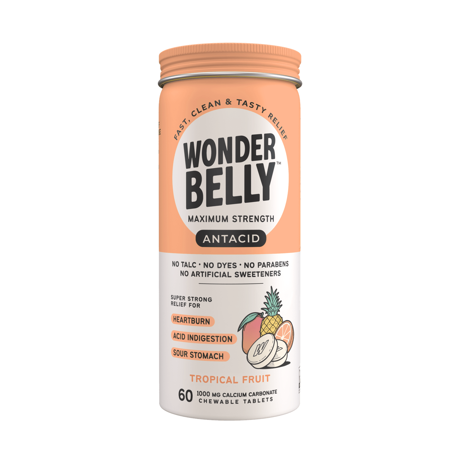 Wonderbelly Antacid Tropical Fruit 60 Tablets - Sterling Distributors