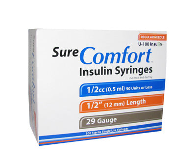 Allison Medical Sure Comfort Syringe 29G 1/2 cc 1/2" (100/Box)