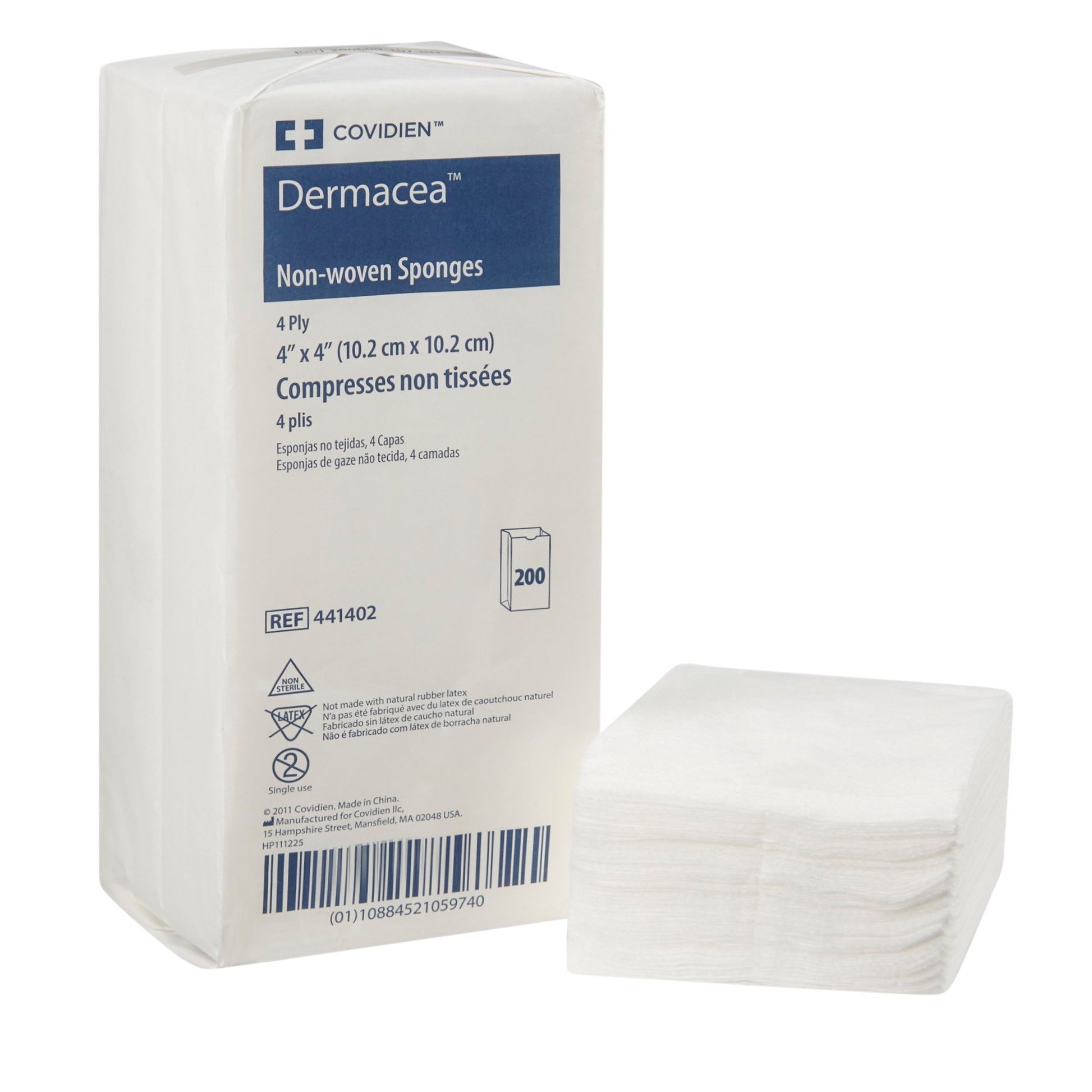 Kendall Dermacea Non-Sterile Non-Woven Sponge, 4-Ply 4" x 4"