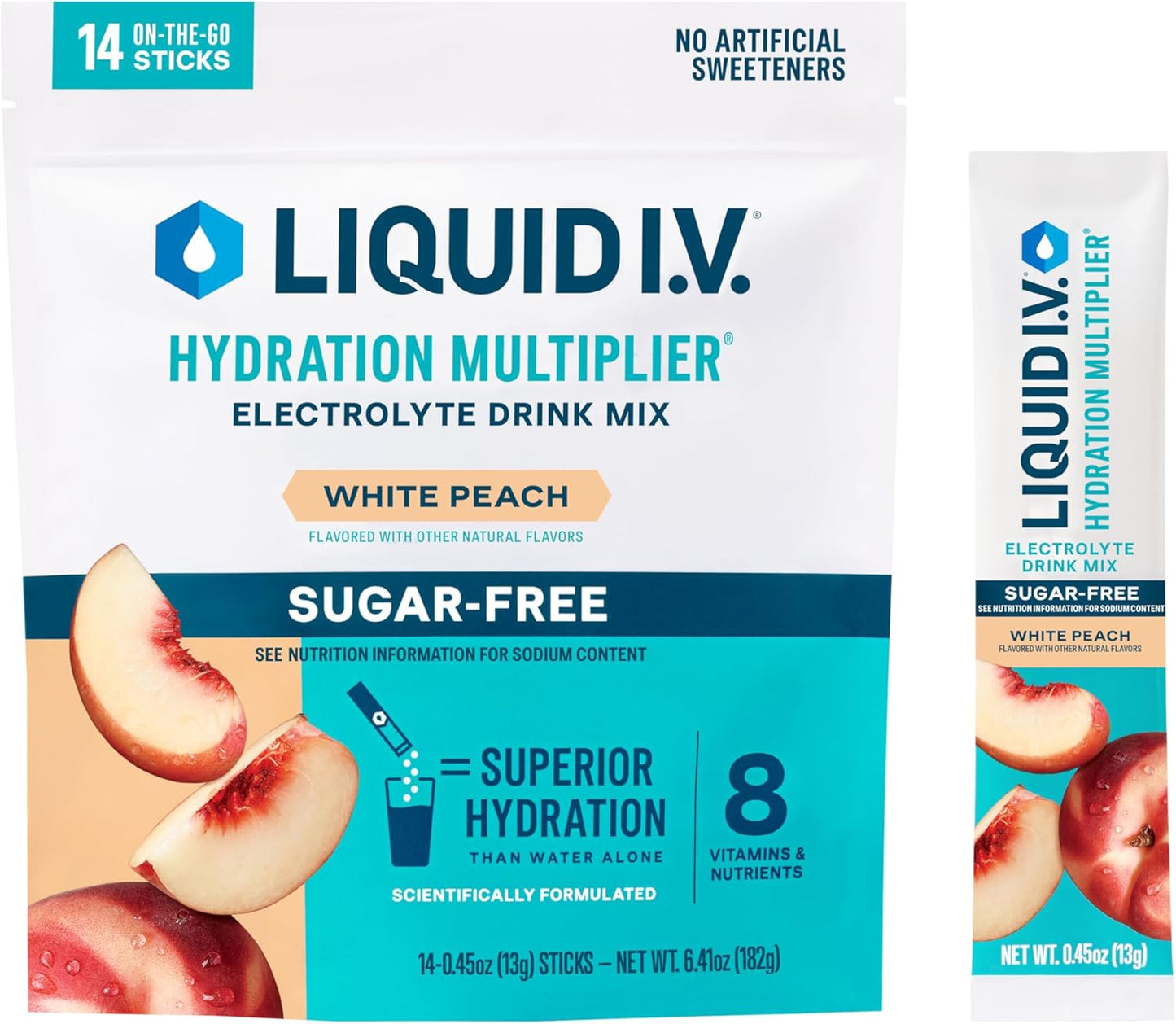 Liquid IV Sugar Free Electrolyte Drink Mix White Peach 14ct - Sterling Distributors