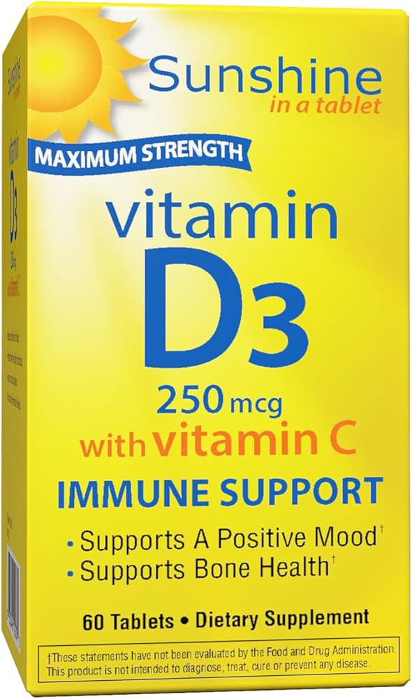 Sunshine Vitamin D3 250 mcg (10,000 IU) w/Vitamin C Tablets - Sterling Distributors