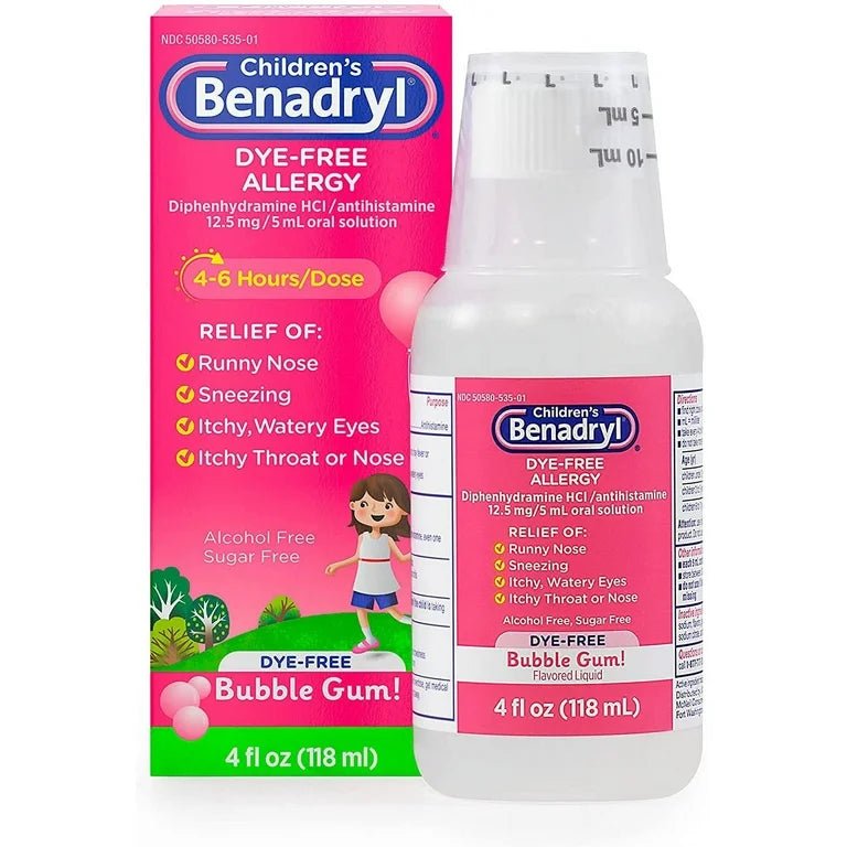 Benadryl Childrens Allergy Bubblegum 4oz - Sterling Distributors