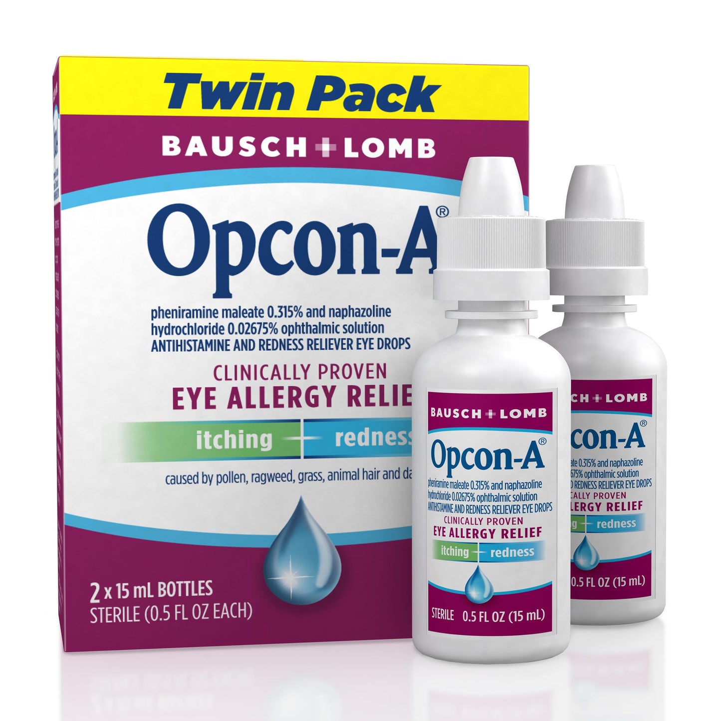 Opcon Allergy Eye Drops 15 ml Pack of 2 - Sterling Distributors