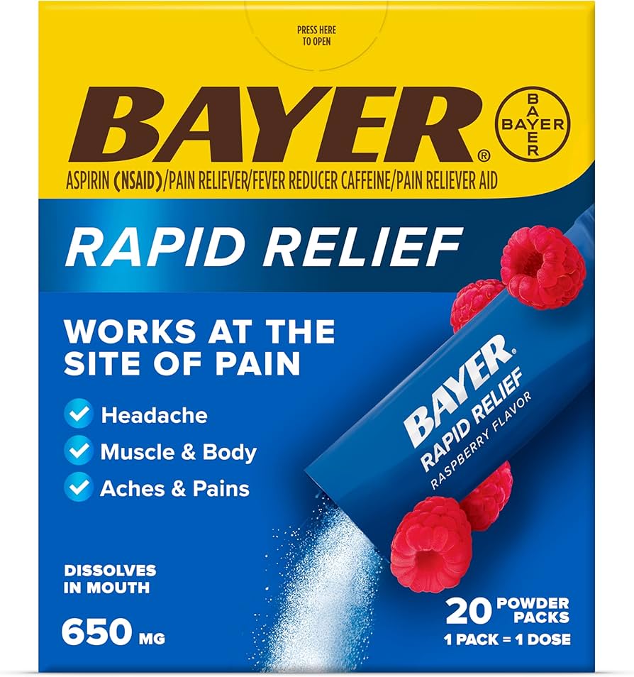 Bayer Rapid Relief Powder Packs Raspberry Flavor 20 ct - Sterling Distributors